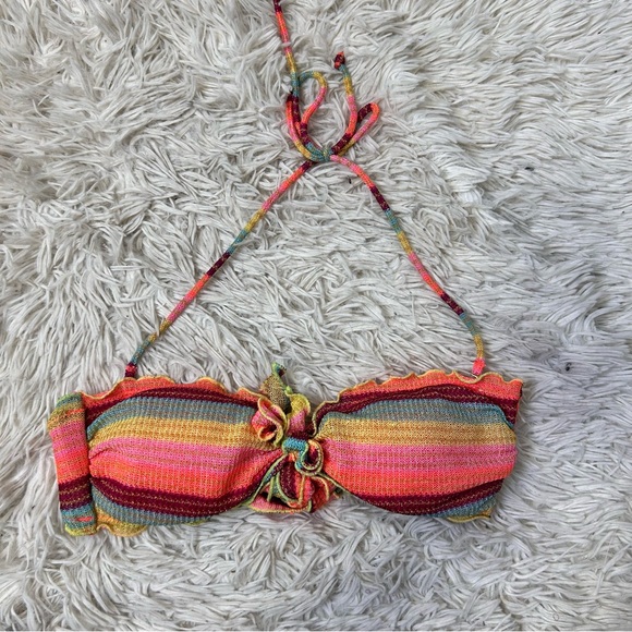 ◾️Victoria Secret Multicolour Crochet Tie Back Halter Bikini Top - Picture 2 of 5